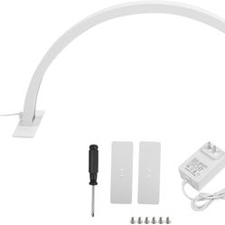 VINGVO Half Moon Light, Lash Light for Nail Desk, LED Moon Lamp Eyelash Tech, Makeup Lights for Makeup Artist, Estheticians Lamp (White)