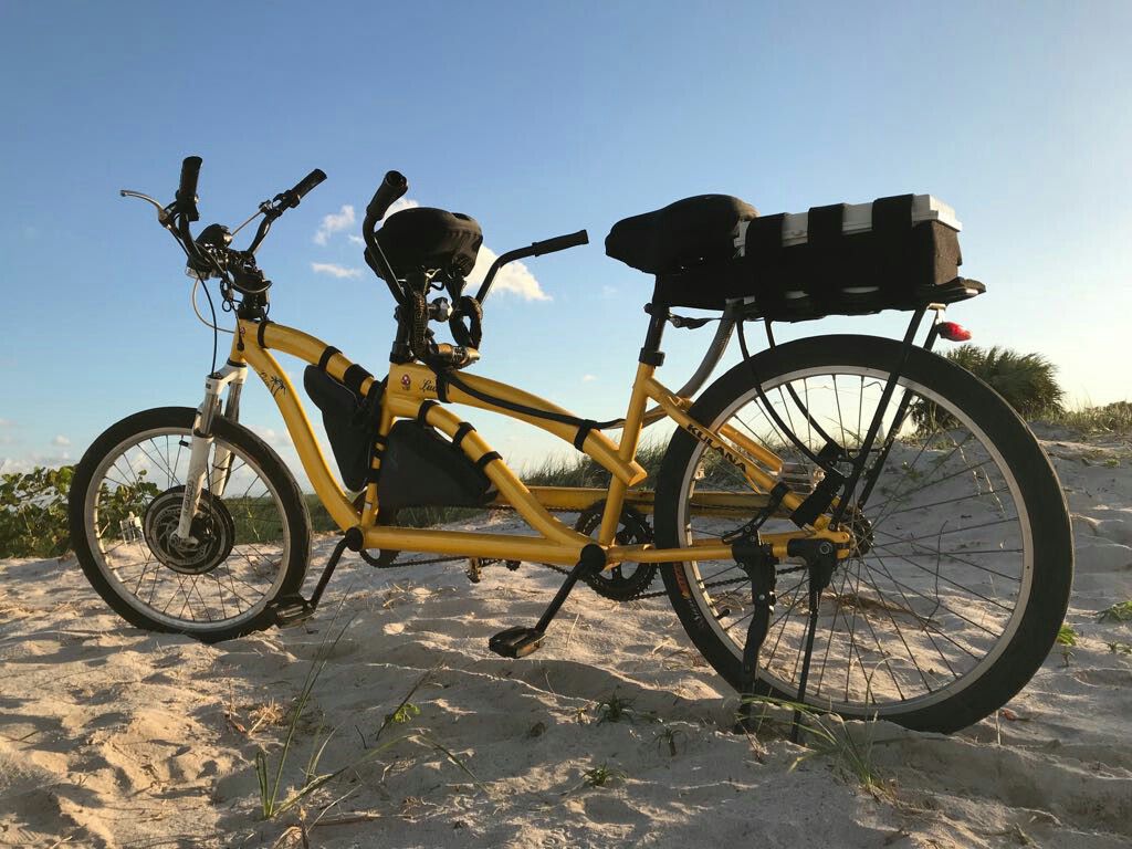 Unique custom made electric tandem bicycle ebike