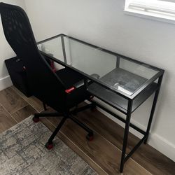 Glass Office Table with Chair 