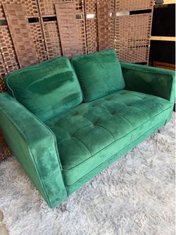 Emerald Green Velvet Sofa Couch Length 59", ,width 32", height