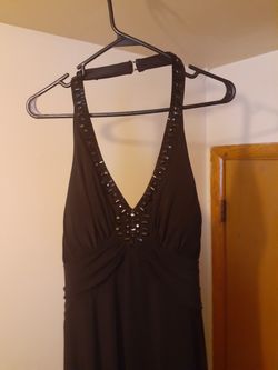 Jessica Howard Black Knee Length Dress with Beaded neck Stape size14