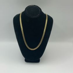 10 Karat Yellow Gold Baby Cuban Link With Cluster Diamond Clasp