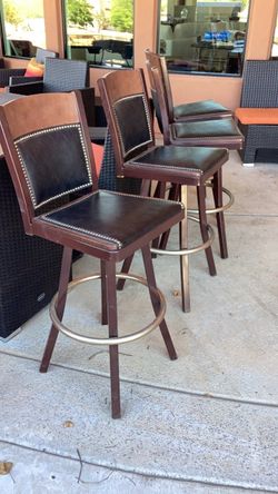Wood and leather dining high chairs