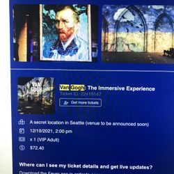 Van Gogh VIP Ticket Sun 12-19 2::00