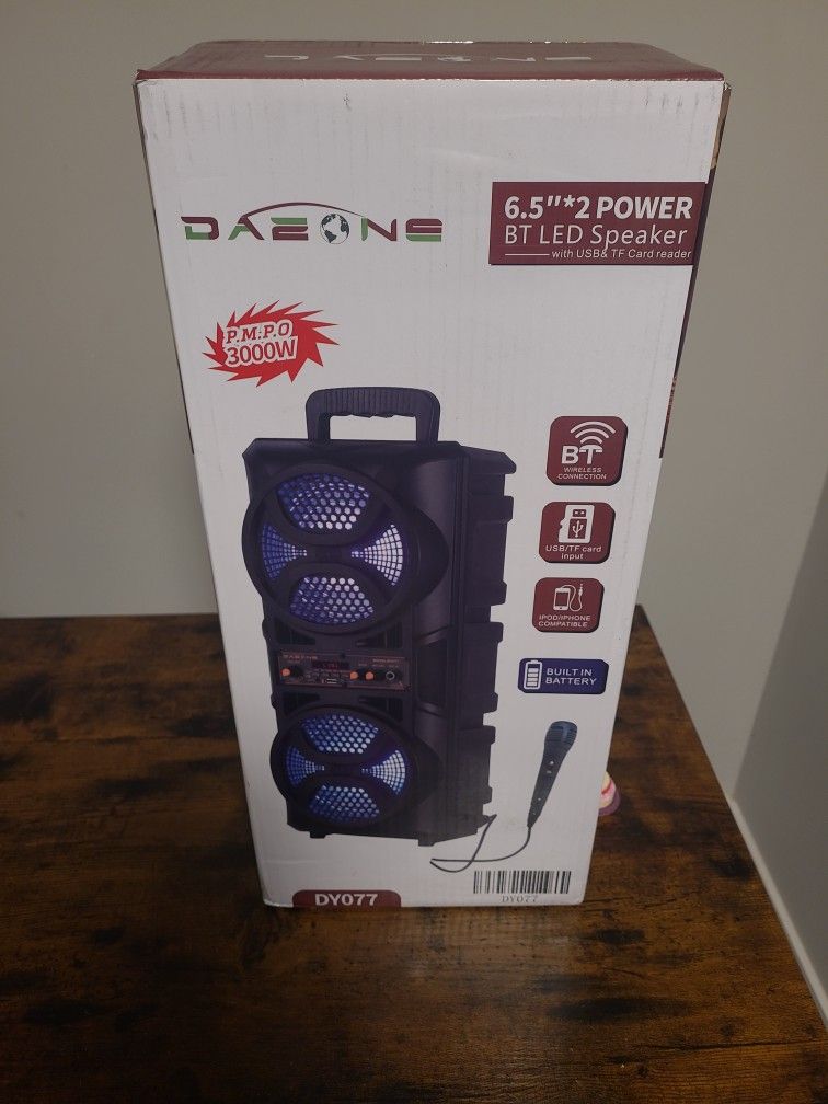 6.5" 2 Power BT LED Speaker With USB & TF Card Reader