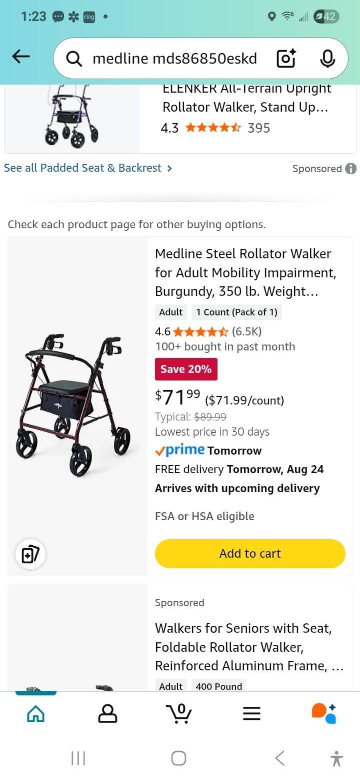 Midline Steel Rolling Walker New In Box Burgandy
