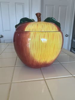 Clay Art Apples To Apples Cookie Jar