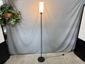 Modern Black Sleek Floor Lamp w/ White Glass Shade