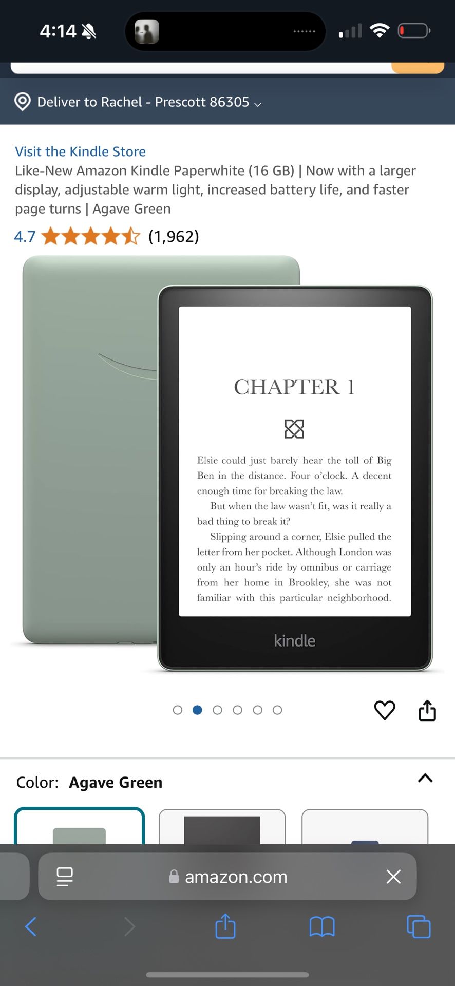 Kindle Paper white 16gb Agave Green
