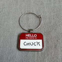 Beetlejuice Wine Glass Charm Marker Hello My Name is Chuck Tag Ring Warner Bros Studios (Silver Lake)