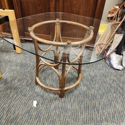 Bamboo Based Glass Top Dining Table