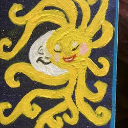 Sun Hugs Moon Acrylic Painting 