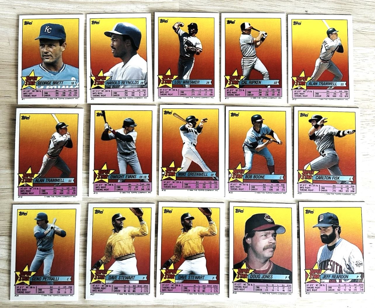 1989 Topps Mini Sticker Super Star Backs (27 Cards)