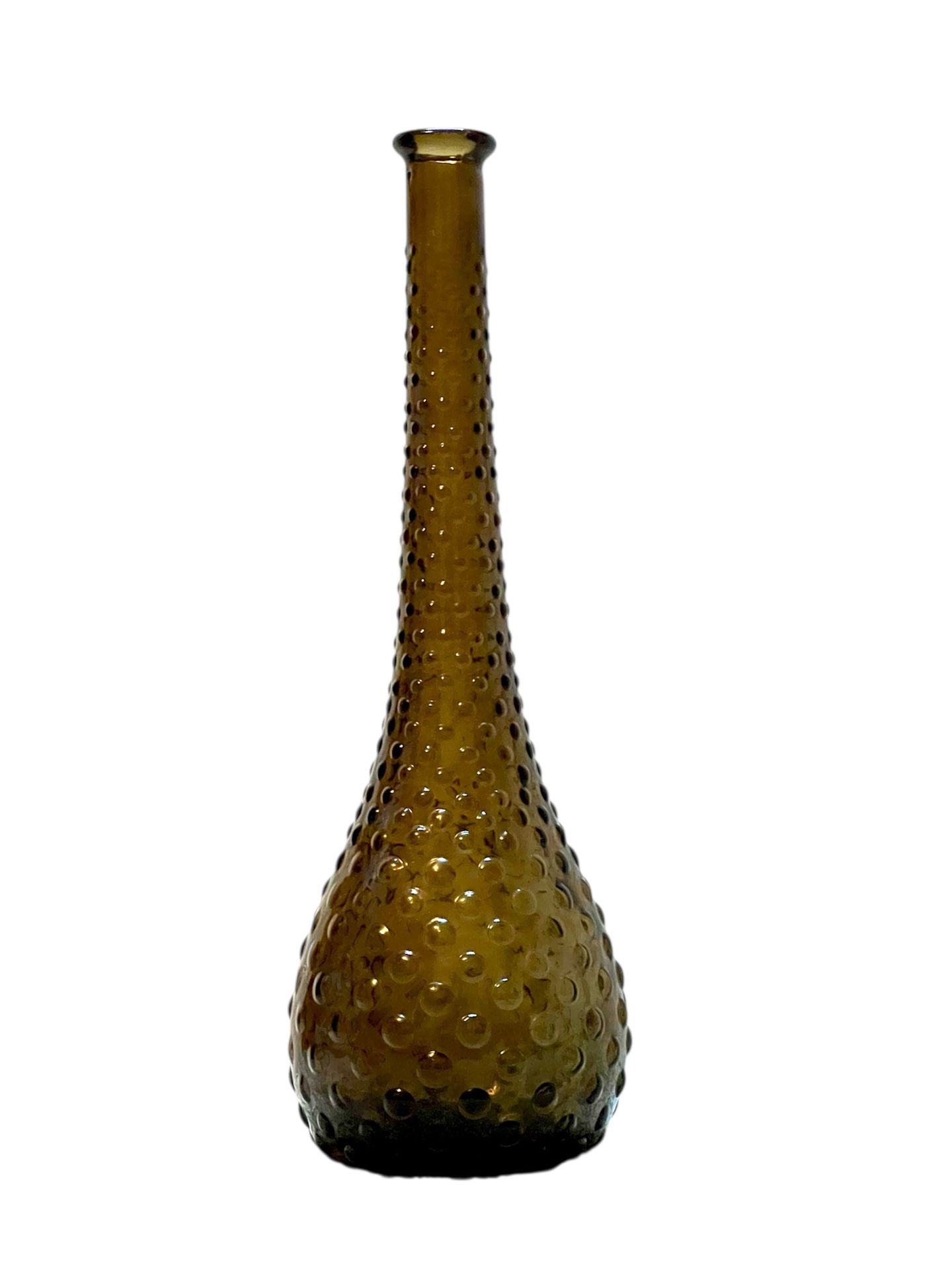MCM Vintage Empoli Genie Bottle SMOKE Glass HOBNAIL Bubble DECANTER Only No Stopper RARE color 15”