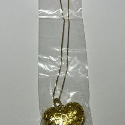 Vintage Gold Tone  with Heart 10”Pendant Necklace Made in Korea