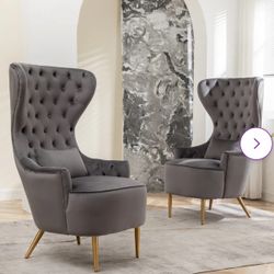 Flaxville 2-pieces Upholstered  Tufted Velvet Hight Wingback Chair 