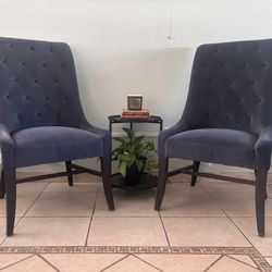 Upholstered Tufted Accent Chairs – Matching Pair – 