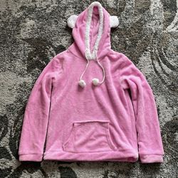Pink Pull Over Hoodie Soft Polyester Juniors Size L