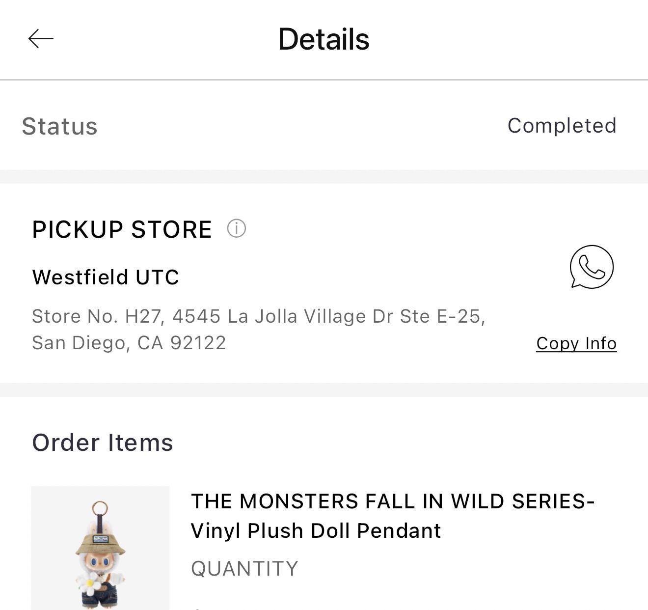 THE MONSTERS FALL IN WILD SERIES - Vinyl Plush Doll Pendant