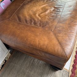 ALL LEATHER OTTOMAN 