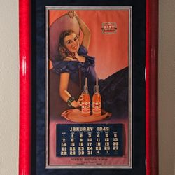 Beautifully Framed Vintage Pinup Calendar 1945