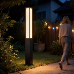 71" Lamp Post Light, 120V Line Voltage Aluminum LED IP55 Waterproof Outdoor Modern Landscape Bollard Lights, Curb Appeal for Lawn Garden Pathway Path 