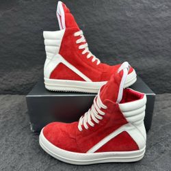Red Rick Owens Geobasket High-Top Sneakers