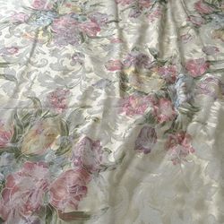 VTG Tablecloth Floral Pink Tapestry Rectangle 60” X 120" Cottage Core