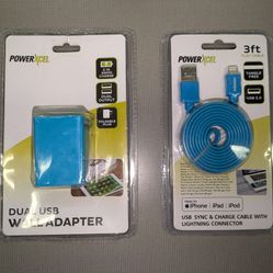 PowerXcel USB to Lightning Wall Adapter & Cable Connector 