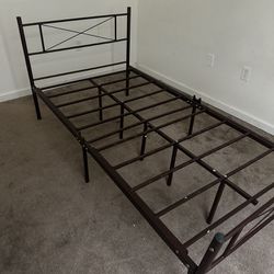 Brown Metal Twin Bed Frame 