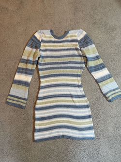 blue and green striped long sleeve bodycon dress Size S #bodycon #striped