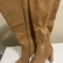 Just Fab Emmaline Platform Knee High Boots Knee High Heel Camel Micro 10