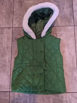 NWT Girls Gymboree Size 4-5T Green Vest Coat with Hood