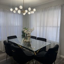 Gold Glass Table Dining Set