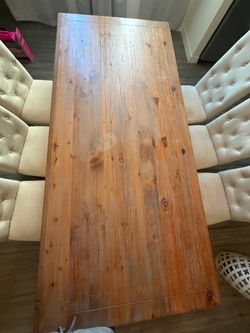 Solid wood table with six chairs