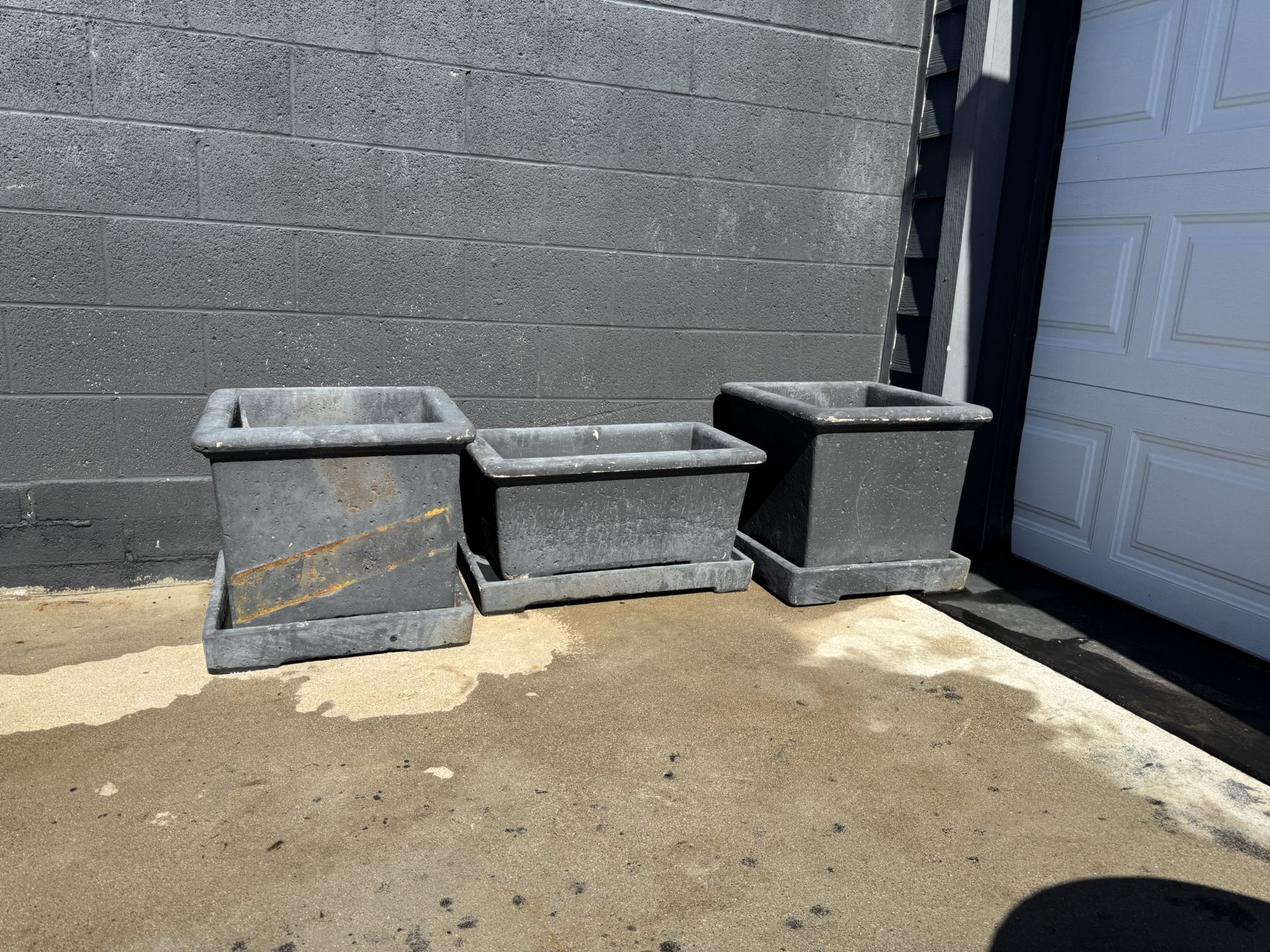 Three 3 Concrete Flower Pots