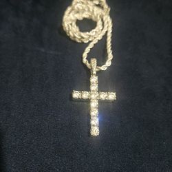 Silver ROPE mossanite Cross