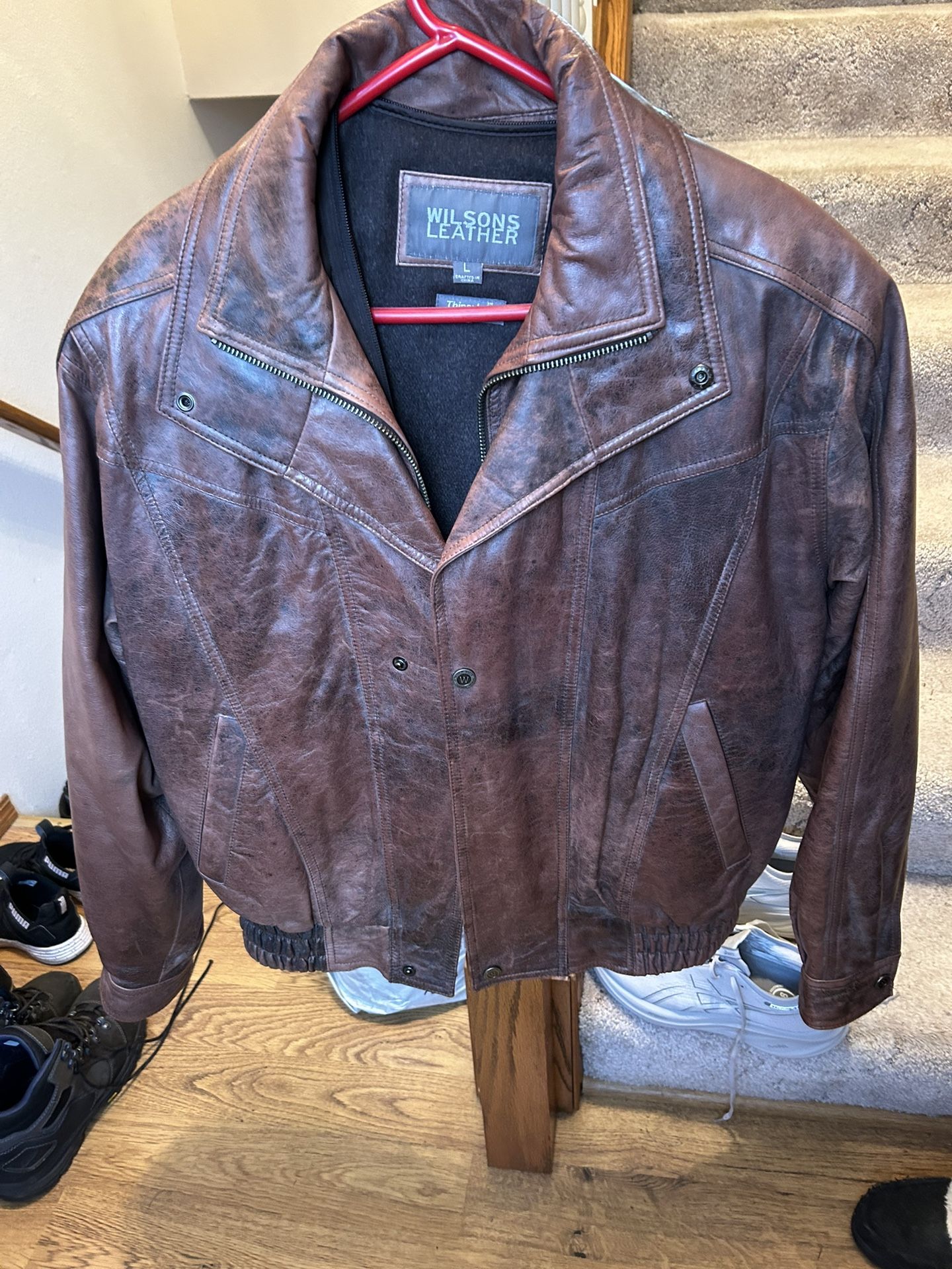 MENs WILSON LEATHER L VINTAGE STYLE BOMBER JACKET.