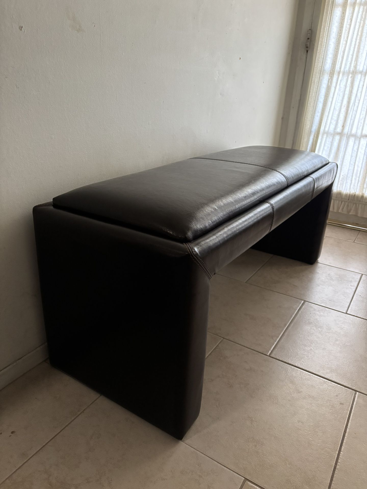 DIVANI Chateau d'Ax Vintage Espresso Brown Leather Bench