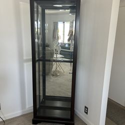 Slide Door 4 Shelf Glass Light Locking Curio Cabinet. 