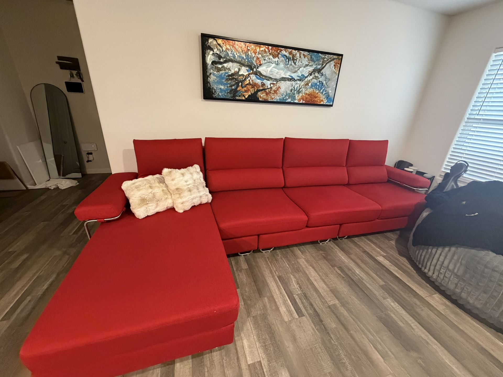 Red Couch With Chaise