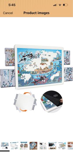 1500 Pieces Rotating Plastic Puzzle Board with Drawers and Cover, 35"x27" Portable Spinning Jigsaw Puzzle Table