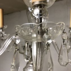 Cut Glass Crystal Chandelier Vintage 1940s