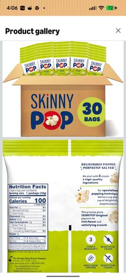 Case of SkinnyPop Popcorn, Original, Whole Grain, Dairy-Free Snack, 0.65oz Bags (30ct) BB-01312026
Originally $25

One case $15 
Two cases $25