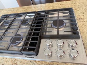 KitchenAid 36” Stainless Steel 5-Burner Gas Downdraft Cooktop – Excellent Condition