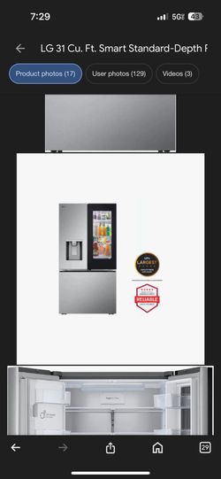 LG Standard Depth, Insta view 30.7 Cu. Feet 3-door Smart Compatible French Door Refrigerator With Dual icemaker and ice and water dispenser
