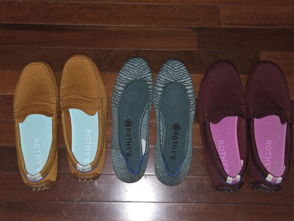 3 pairs ROTHY'S Driving Loafers In Very Good Pre-Love Condition!