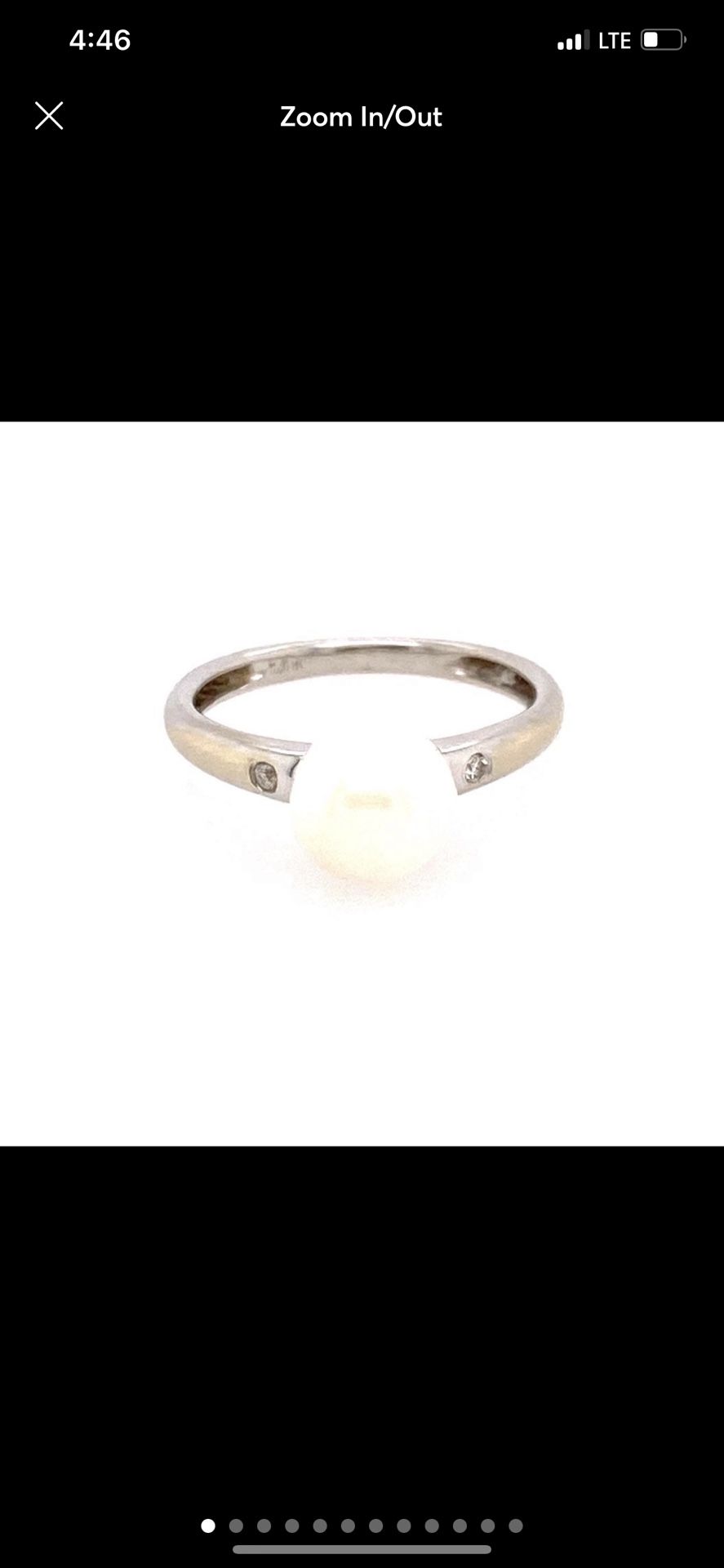 14k WG Pearl/2-Diamond Ring