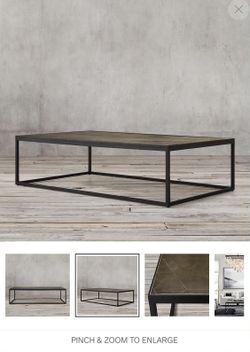 RESTORATION HARDWARE METAL PARQUET COFFEE TABLE