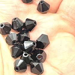 Lot Of 42 Vintage Black Bicone Crystals